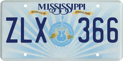 MS license plate ZLX366