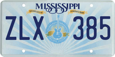 MS license plate ZLX385