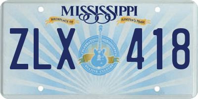 MS license plate ZLX418