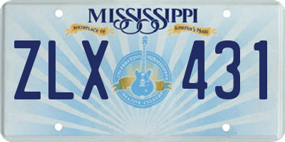 MS license plate ZLX431