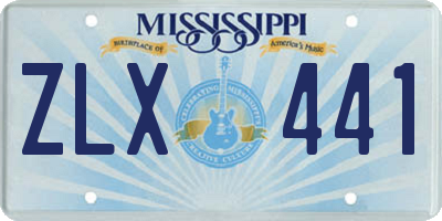 MS license plate ZLX441