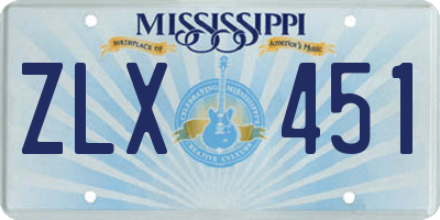 MS license plate ZLX451