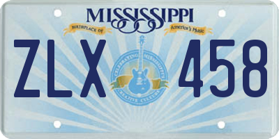 MS license plate ZLX458