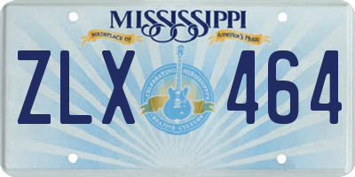 MS license plate ZLX464