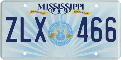 MS license plate ZLX466