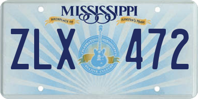 MS license plate ZLX472