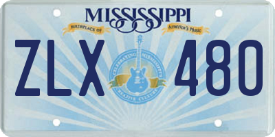 MS license plate ZLX480