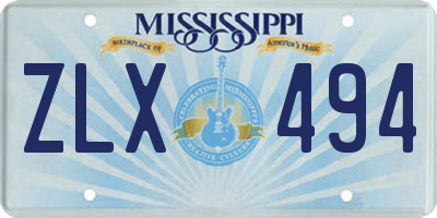 MS license plate ZLX494