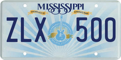 MS license plate ZLX500