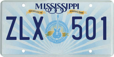 MS license plate ZLX501