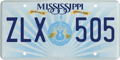 MS license plate ZLX505