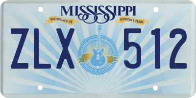 MS license plate ZLX512