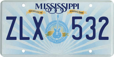 MS license plate ZLX532