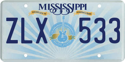 MS license plate ZLX533