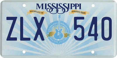 MS license plate ZLX540