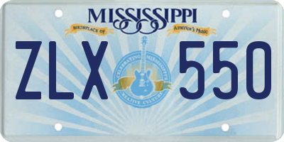 MS license plate ZLX550
