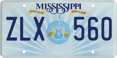 MS license plate ZLX560