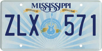 MS license plate ZLX571