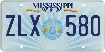 MS license plate ZLX580