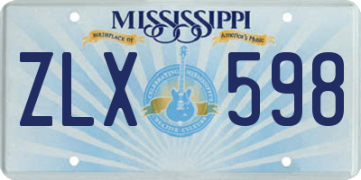 MS license plate ZLX598