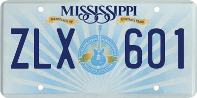 MS license plate ZLX601