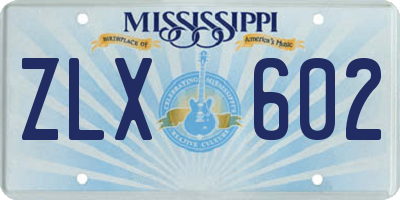 MS license plate ZLX602