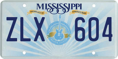 MS license plate ZLX604