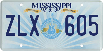 MS license plate ZLX605