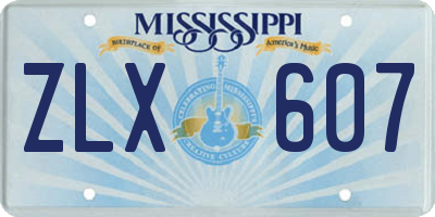 MS license plate ZLX607