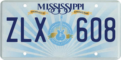 MS license plate ZLX608