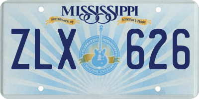MS license plate ZLX626