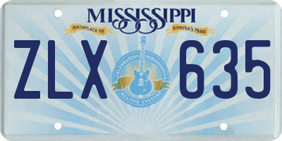 MS license plate ZLX635