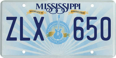 MS license plate ZLX650