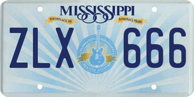 MS license plate ZLX666