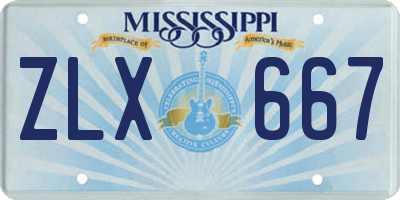MS license plate ZLX667