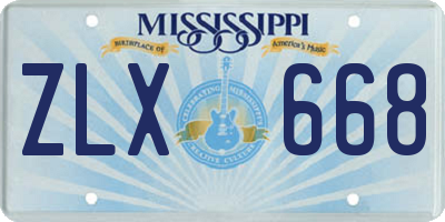 MS license plate ZLX668