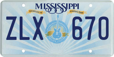 MS license plate ZLX670