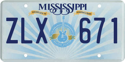 MS license plate ZLX671