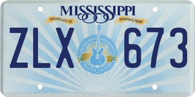 MS license plate ZLX673