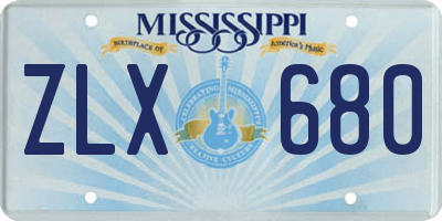 MS license plate ZLX680