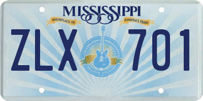 MS license plate ZLX701