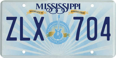 MS license plate ZLX704