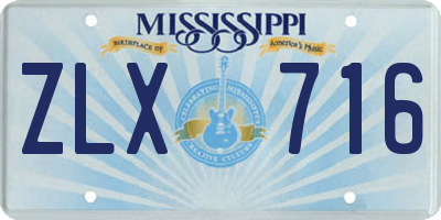 MS license plate ZLX716