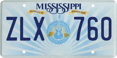 MS license plate ZLX760