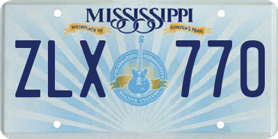 MS license plate ZLX770