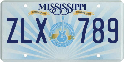MS license plate ZLX789