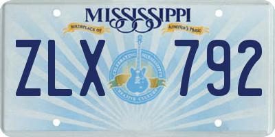 MS license plate ZLX792