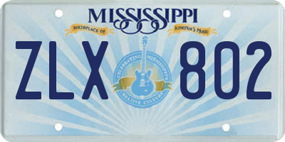 MS license plate ZLX802