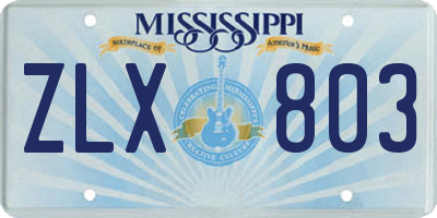 MS license plate ZLX803