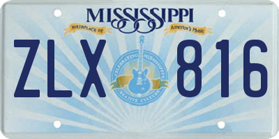 MS license plate ZLX816